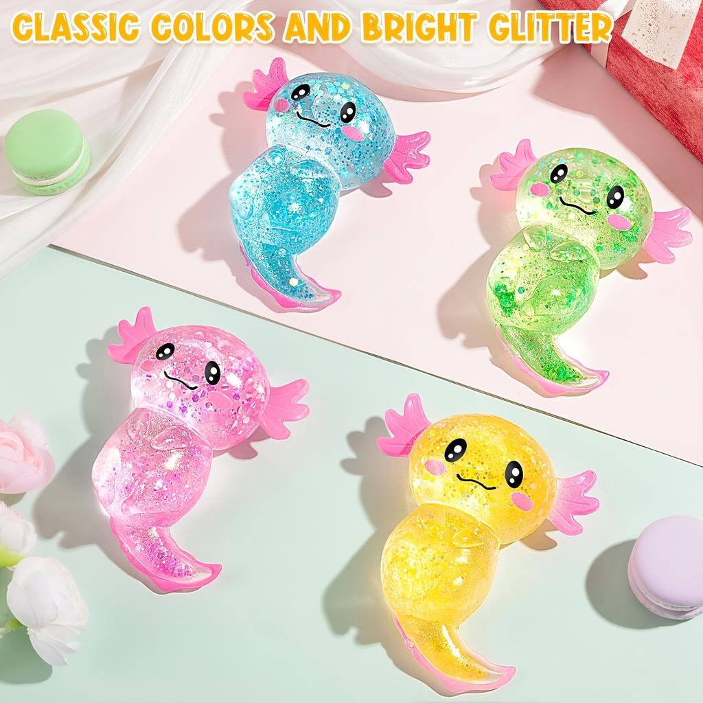 2-Pack Axolotl Gummy Squish Toys Stress Relief Sensory Fingertip Toys for Party Gifts and Rewards