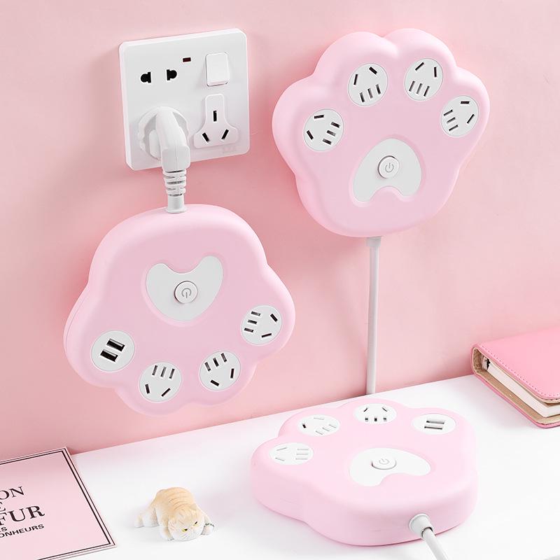 Creative Cat Paw Desktop Power Strip with USB - Multi-Outlet for Home or Office