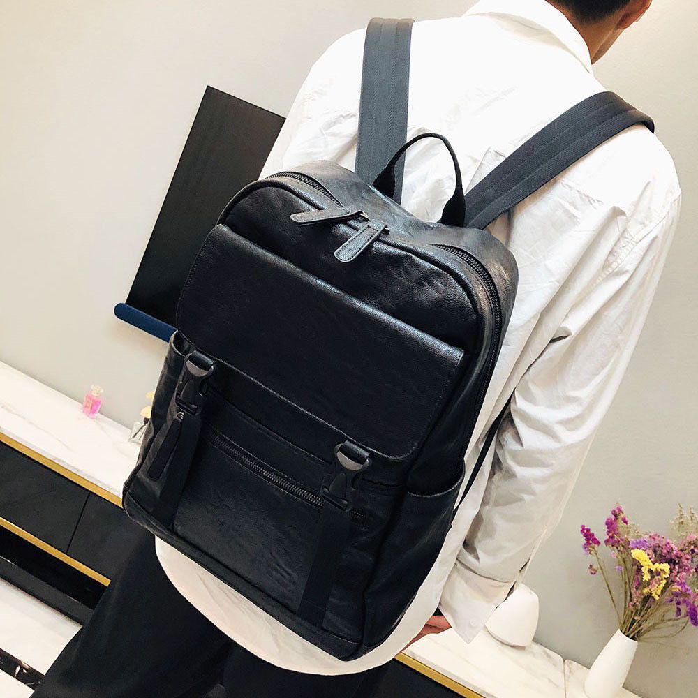 Men's Trendy Large Capacity Leather School, Business & Travel Backpack