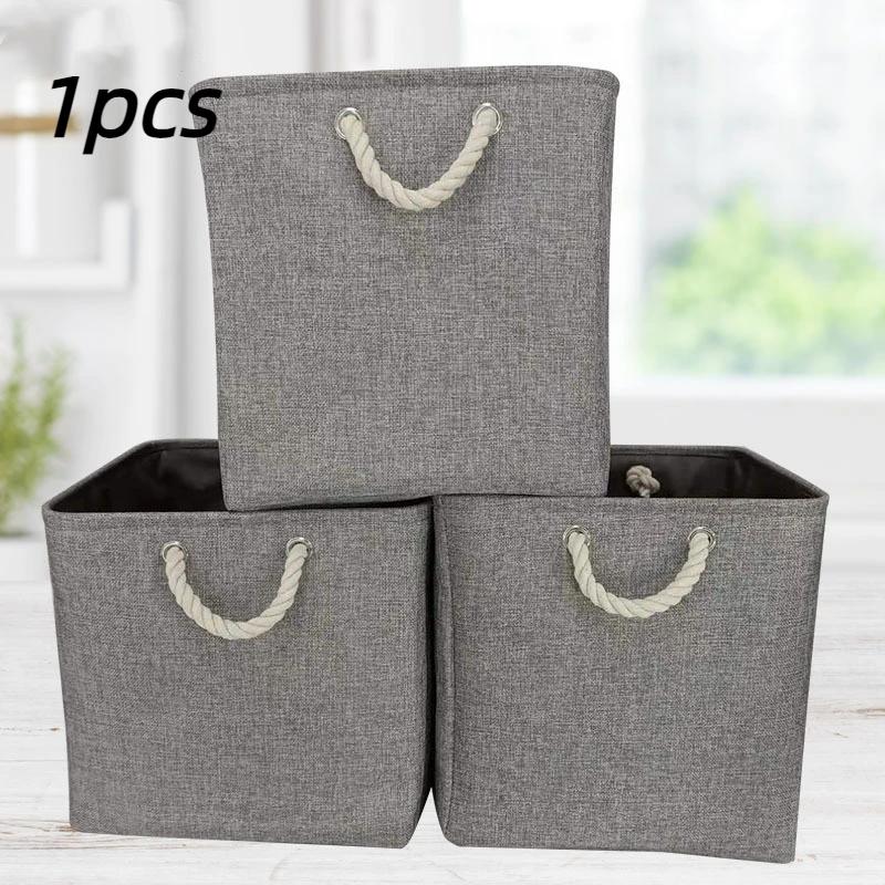 

Modern Minimalist Linen Storage Basket Square Folding Dirty Clothes Basket Household Large Capacity Handheld Storage Basket 33x33x33cm
