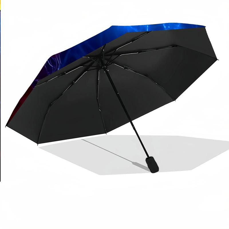 8‑Rib Automatic Umbrella, FC Basel Design Foldable Umbrella for Sun Rain Protection Travel