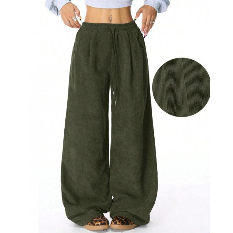 2026 Womens Corduroy Pants Loose Fit Street Style Casual Vintage Trousers