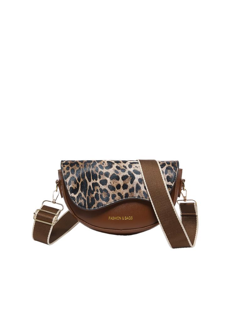 Leopard Print Women'S Bag Fashion Saddle Bag Texture Pu Shoulder Bag Niche Versatile Messenger Bag