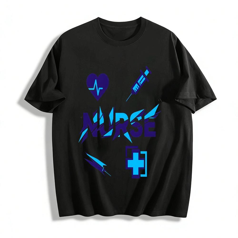 

Nurse Themed Printed Casual T-Shirt Professional Nursing Culture Top Pure cotton T-shirt XXS