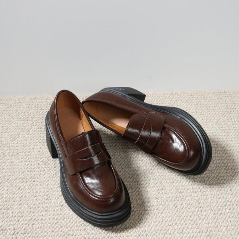 Fashion Women's Thick Heel Shoes Autumn New Round Head Deep Mouth Thick Sole Anti-slip Wear-resistant Low-top Heels