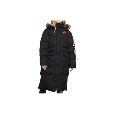 Met dons gevulde capuchonjas met logo-print en rits Kinderbuitenkleding Zwart CT0607-010