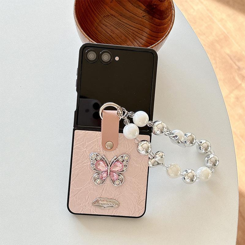 Rhinestone Butterfly Mobile Phone Case for Samsung Zflip6 Flip Folding for Huawei Pocket2 Bow Tie Love Chain