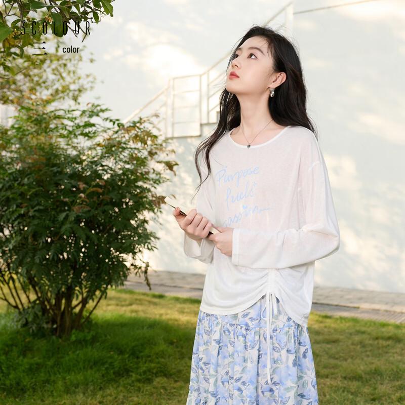 SANCITY 2026 Весенняя футболка с принтом букв и длинным рукавом M