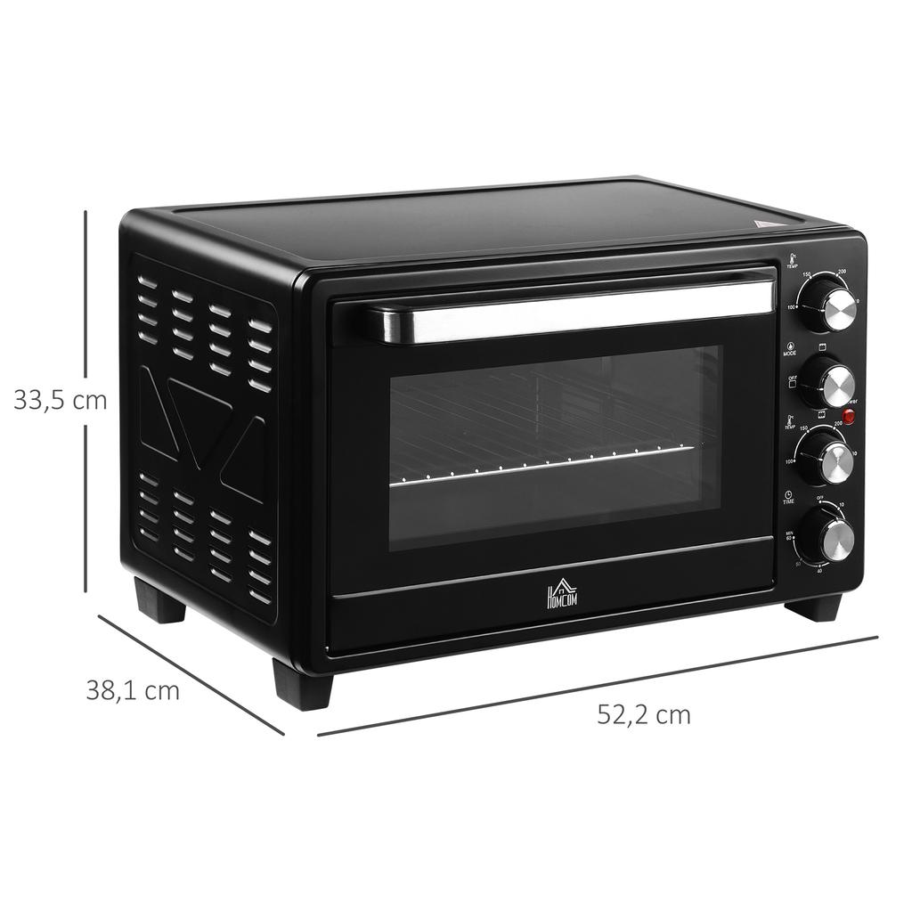 Mini oven toaster oven, 1 baking tray, 1 grill rack, timer function, black