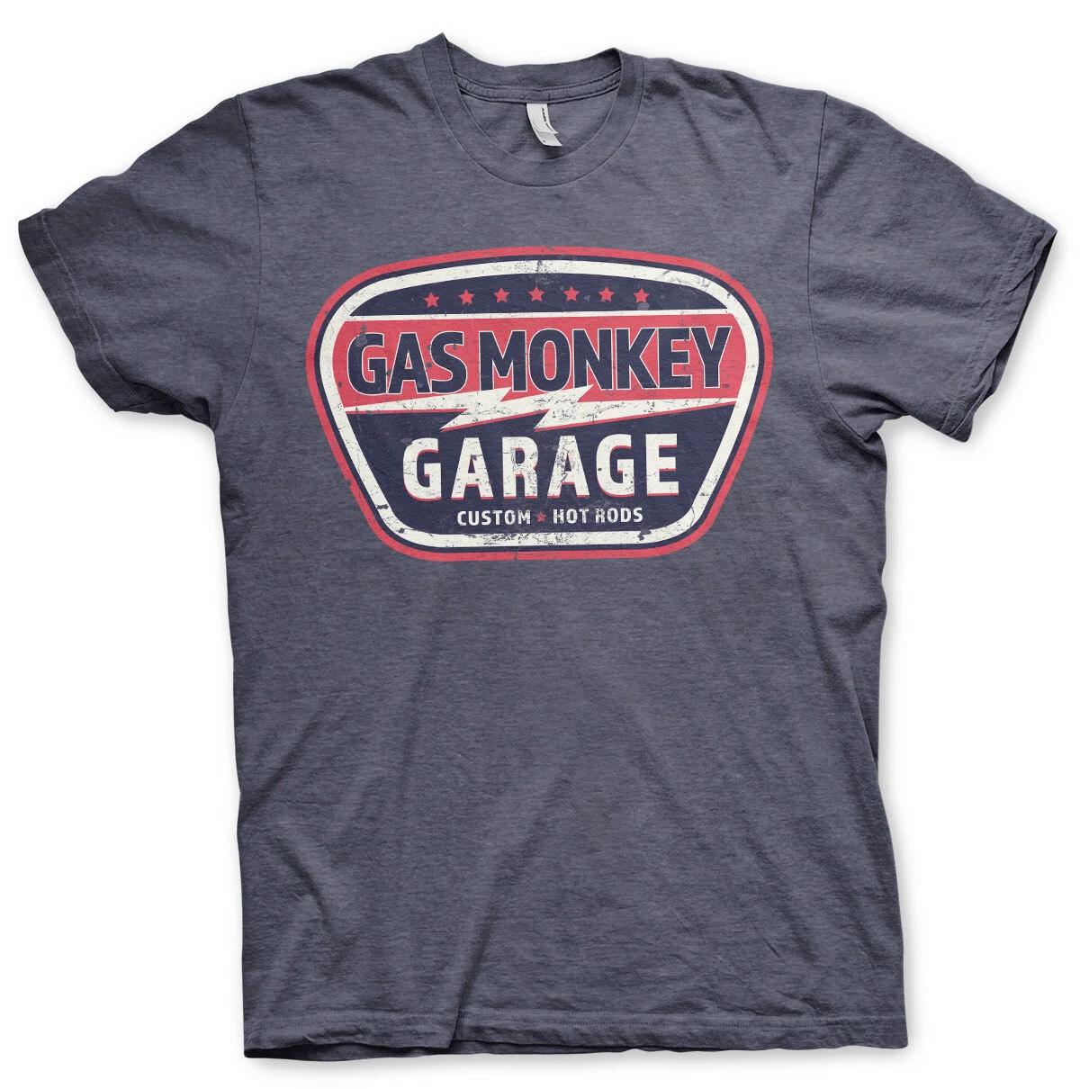 Gas Monkey Garage T-Shirt GMG Vintage Custom Fast N Loud Official Heather Navy XL