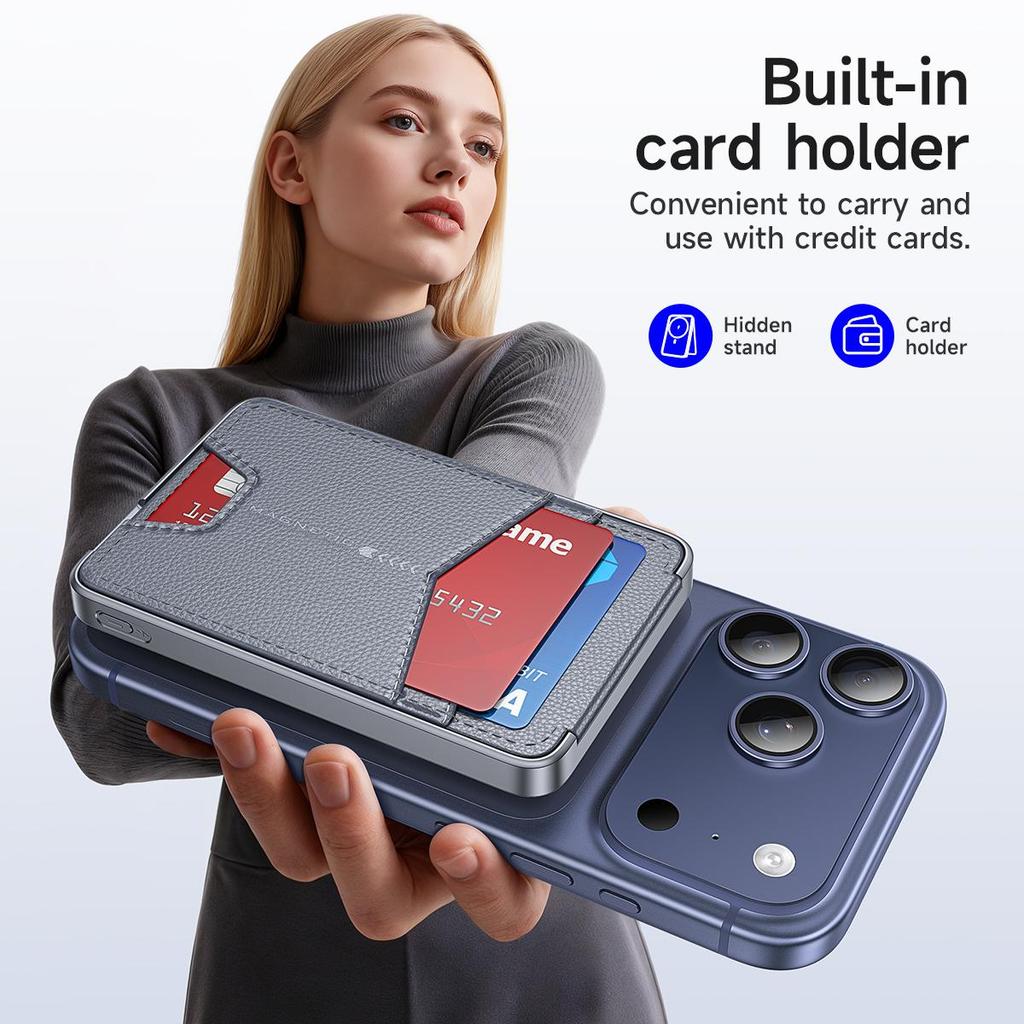 Hoco Q46 5000mAh Magnetic Wireless Power Bank with Card Holder & Stand, PD20W Fast Charging, Compatible with MagSafe