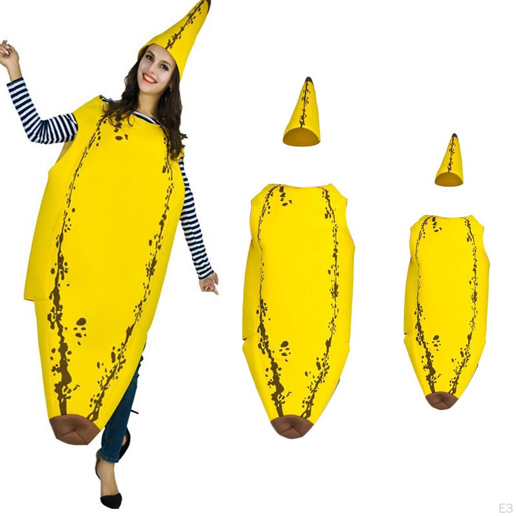 Banana Costume Jumpsuit Fruit Cosplay Costumes Suit Dressing up for Adults Kids