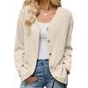 Europe, America 2026 Autumn and Winter New Solid Color V-neck Loose Long-sleeved Button Cardigan Jacket Women