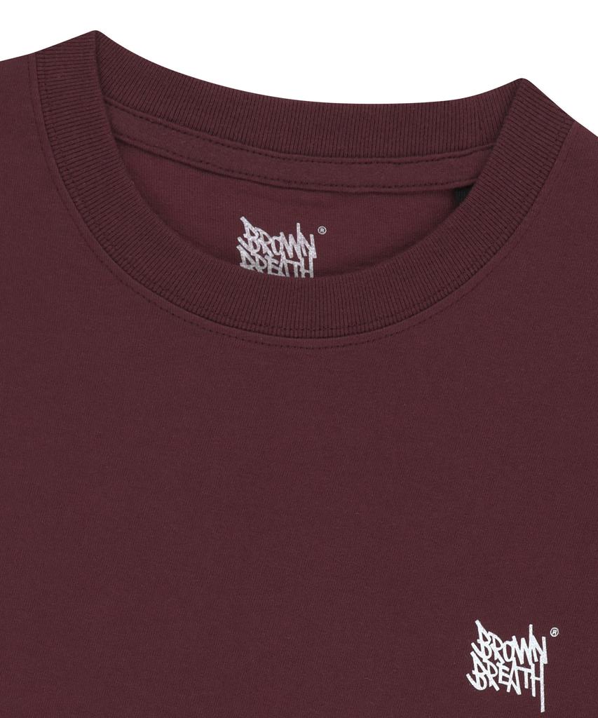 BROWNBREATH W Tag Crop Tee - Burgundy
