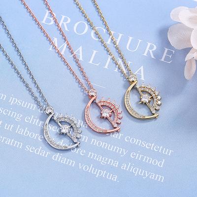 Heart of The Sun and Moon Necklace, Women's Fashion Pendant, Rotable Personality, Crowd Design, and Collar Chain