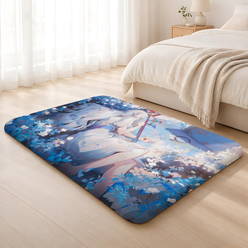 Anime F-Friend Cute Floor Mat Machine Washable Soft Flannel Area Rug, Non-Slip Absorbent Floor Mat for Living Room Bedroom