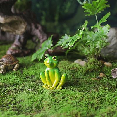 Flowerpot Decorations Resin Frog Figurines Cartoon Mini Garden Frog Ornament Green Realistic Micro Landscape Decoration Yard