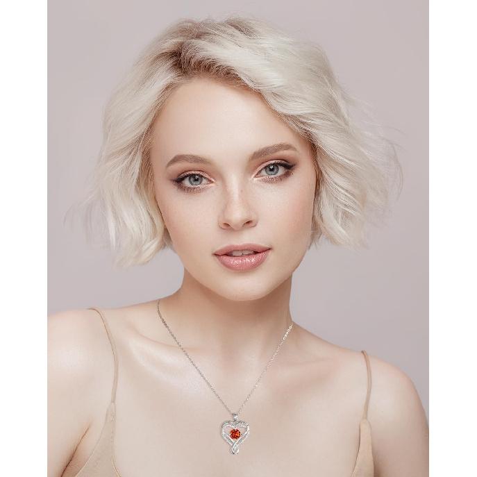 Schmuck für Frauen Ehefrau Unendlichkeit Herz Geburtsstein Ich Liebe Dich Halskette S925 Jubiläum Frauen Halsketten Geschenk für Freundin Mutter Tochter Sterling