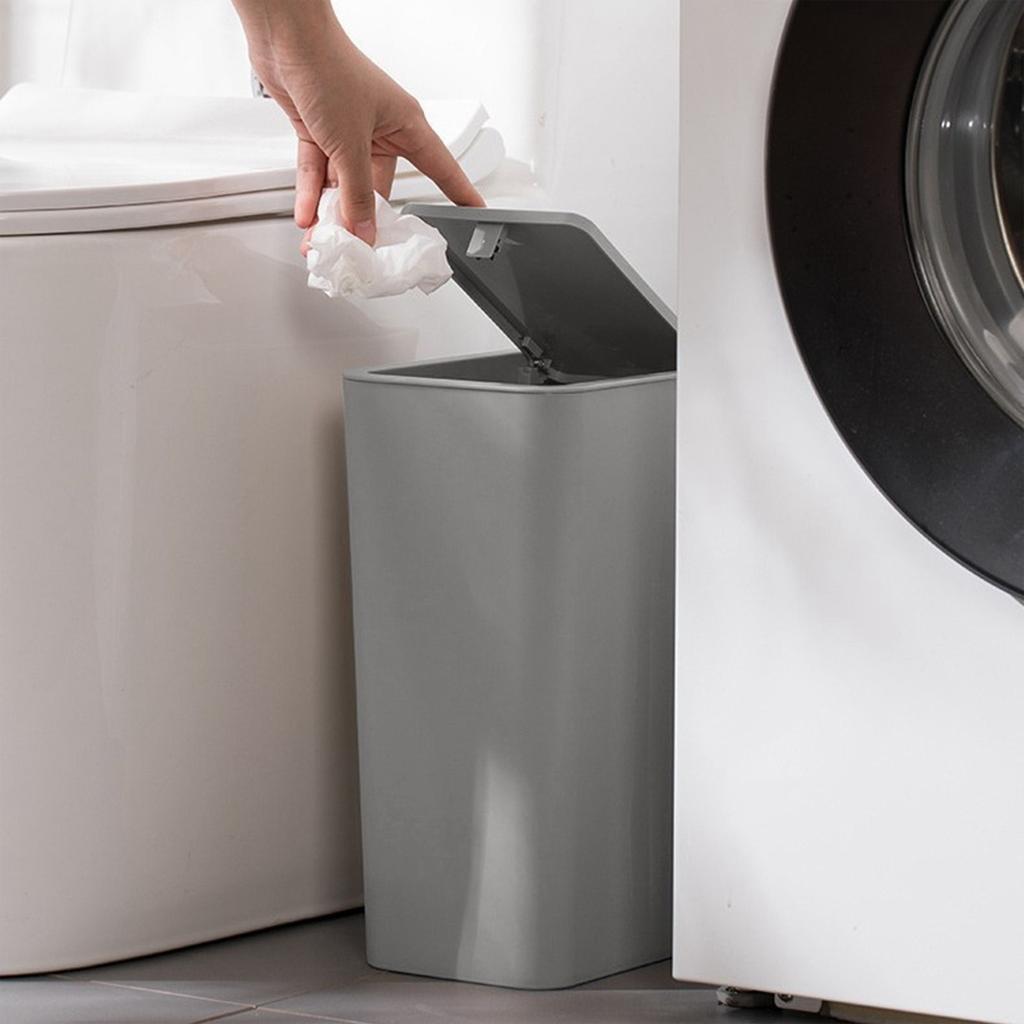 Kleiner Mülleimer mit Deckel, 10 Liter Plastikmülleimer mit Klappdeckel, Geeignet für Badezimmer, Schlafzimmer, Büros, Küchen