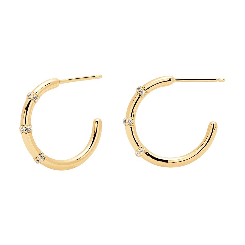 Trendy Design for Women Earrings Jewelry 925 Sterling Silver Cubic Zircon 18k Gold Plated Hoop Earrings