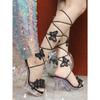 12Cm Clear Heel New Sexy New Fashion Thick Heel Waterproof Table Strap Butterfly Strap Sandals LFD-19866-6