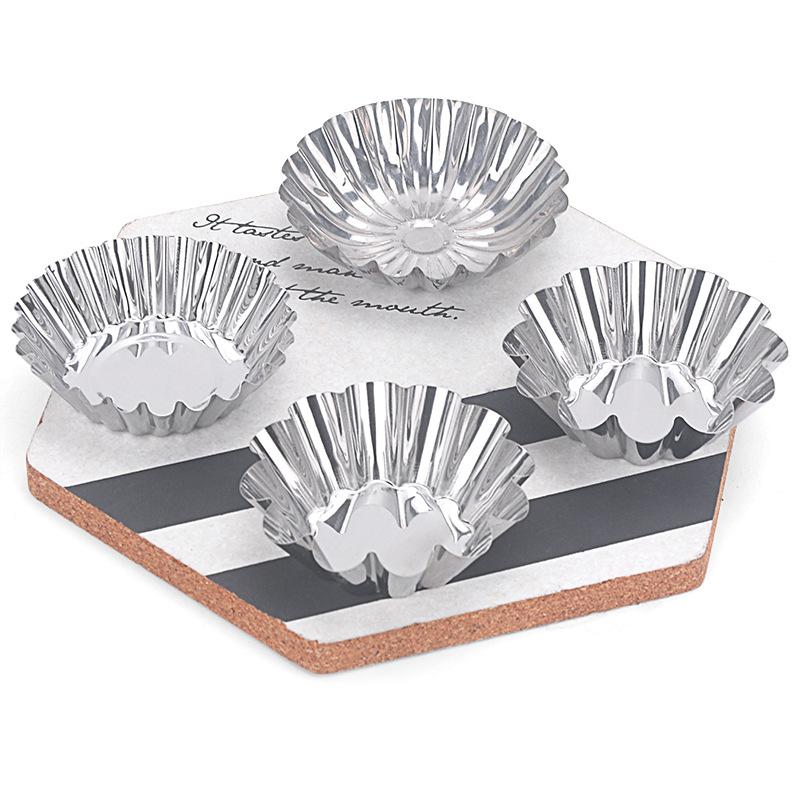 10pcs 430 stainless steel egg tart mold lace egg tart egg tart mold Portuguese tart chrysanthemum cup egg tart cup baking tools
