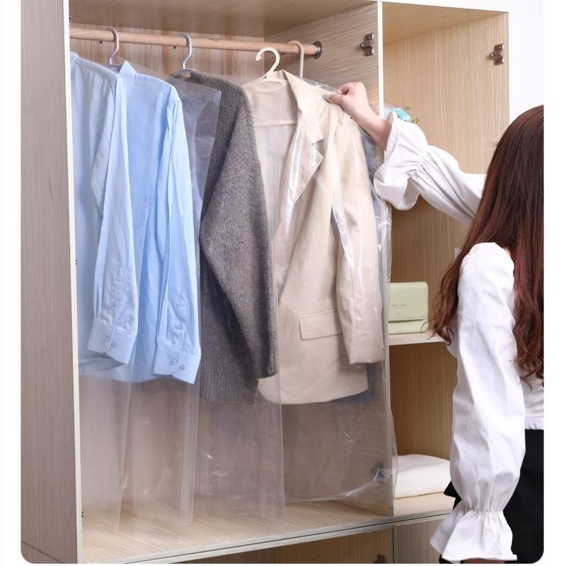 Dustproof Bags for Dry Cleaning Clothes Clothing Hanging Dust Cover Wedding Suit Jacket Storage Bag Transparent Disposable Clothing Covers 100pcs