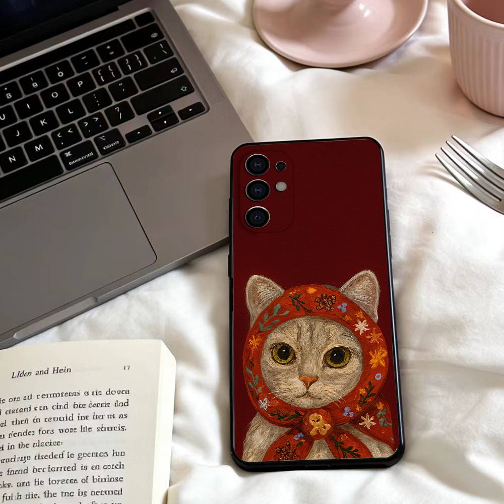Cute cat couple patterns Phone Case For Samsung S25,24,23,22,30,21,10,9,Ultra,Plus,Lite,FE,4,5 G Soft Black Case