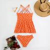 2025 Polka Dot Plus Size European & American Tankini Bikini Set