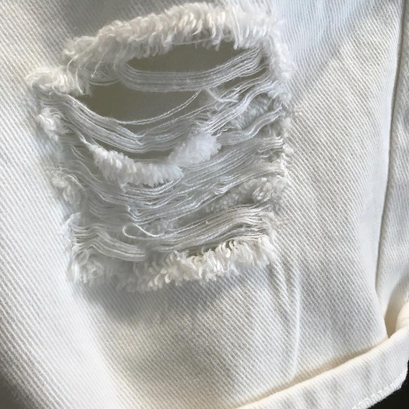 2023 Hong Kong Street Style Men's White Ripped Denim Shorts - Trendy Summer Casuals