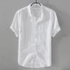 Men's Casual Retro Short-Sleeve Linen Shirt - Simple, Loose, and Lightweight