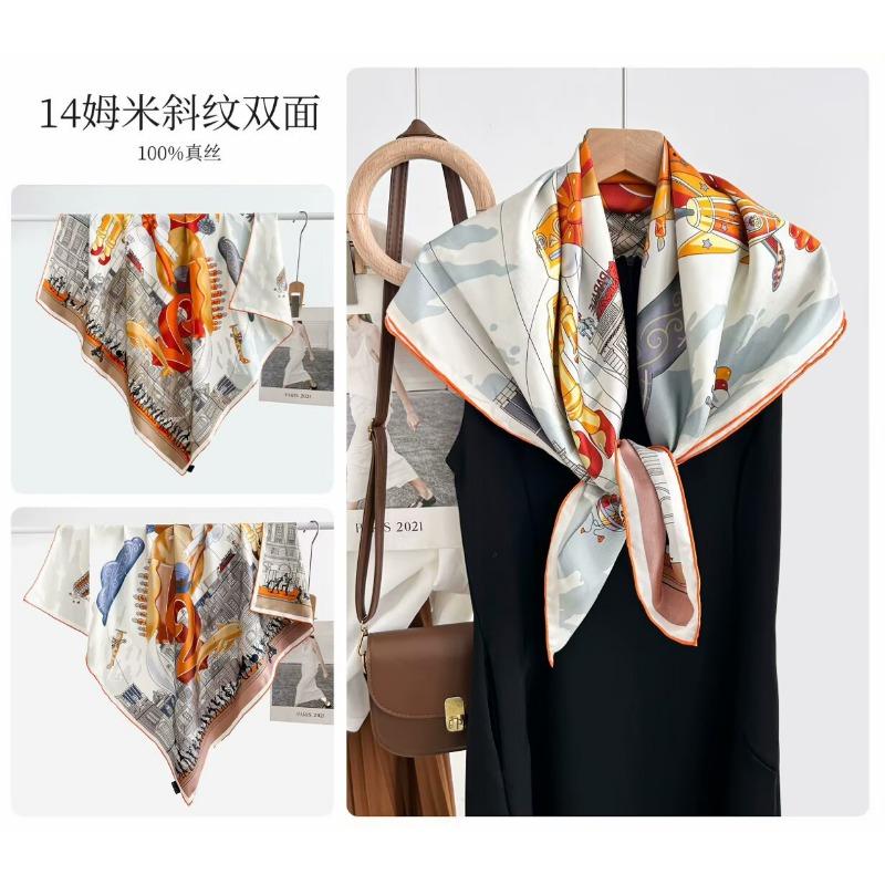Silk twill 14 mmi large silk scarf women's fashion versatile high-end mulberry silk square scarf light luxury versatile 90 shawl