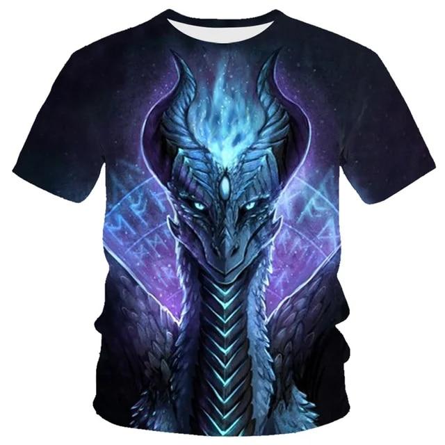 3D Dragon Print T-shirt Herr Mode Streetwear T-shirt Harajuku Cool Animal Shirt Anime kortärmade toppar T-shirts