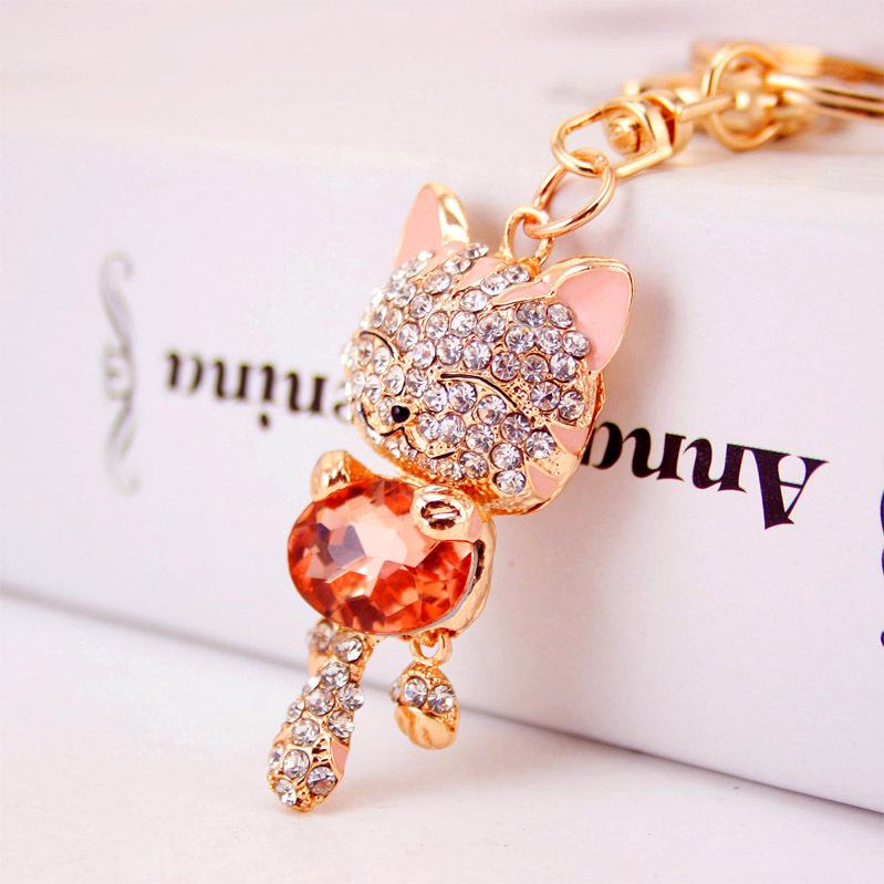 

Милый брелок для ключей Lucky Cat Diamond для женских сумок - металлический кулон в виде котенка 26.4g, 11.5x2.4cm