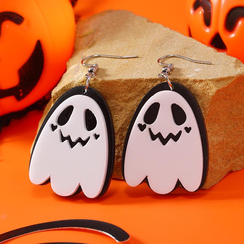 European & American Halloween Ghost Acrylic Earrings - Fun, Cute, and Exaggerated Design