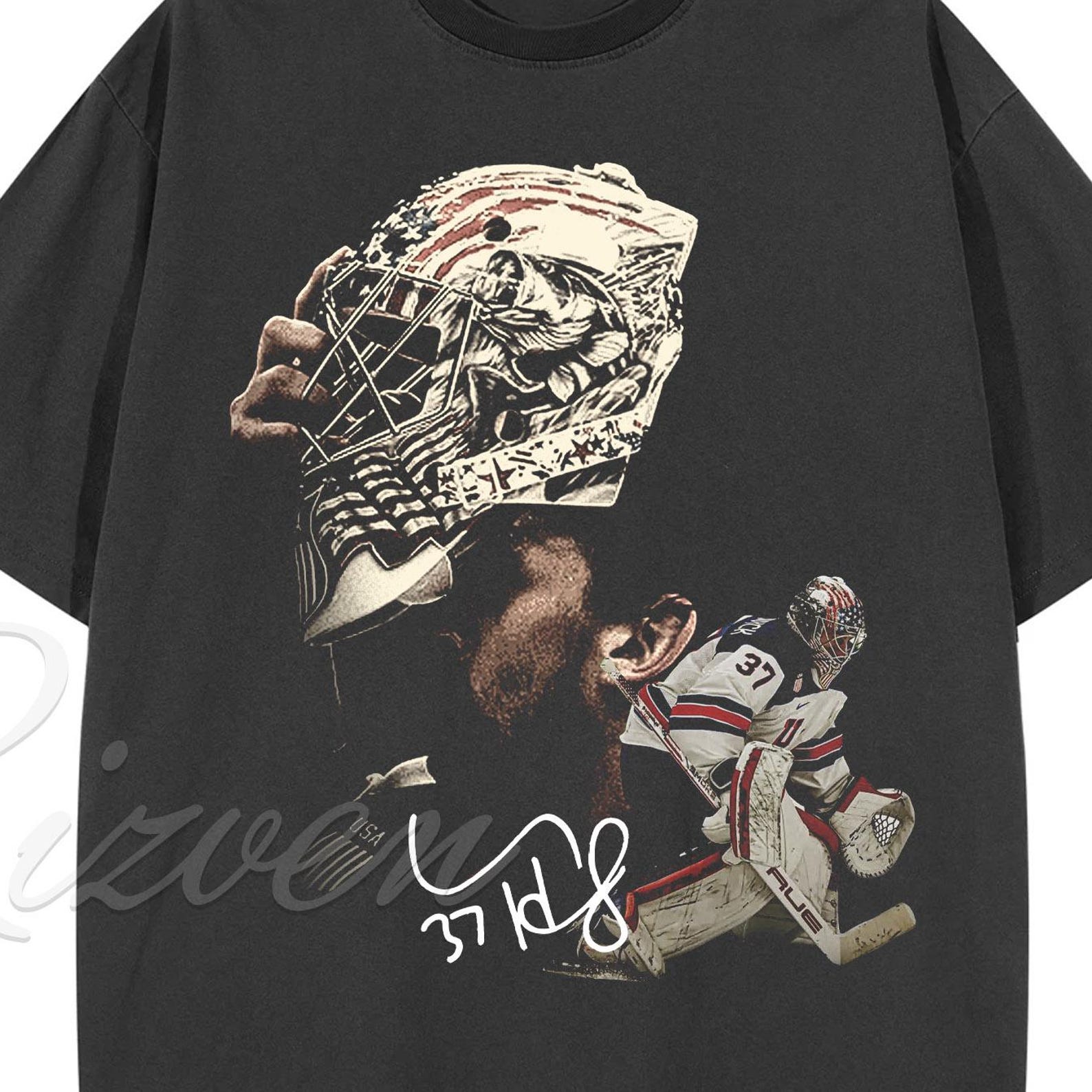 connor hellebuyck vintage big head design shirt comfort colors 90s, hockey player ice skater shirt designs 4XL