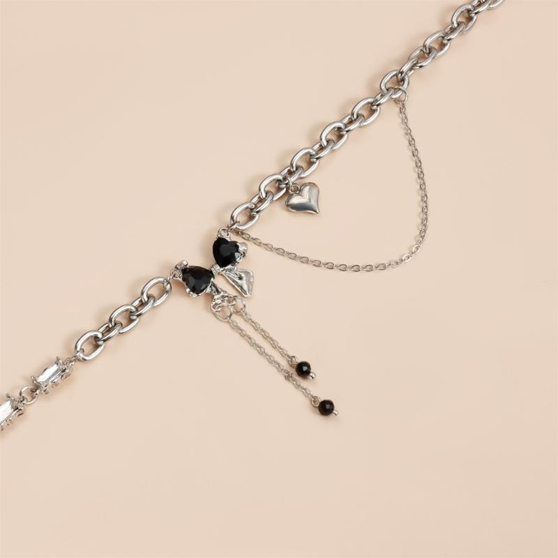 Bowknot Pendant Necklace Multifuntional Shimmering Neck Jewelry Alloy Texture Suitable for Everyday Wear and Parties