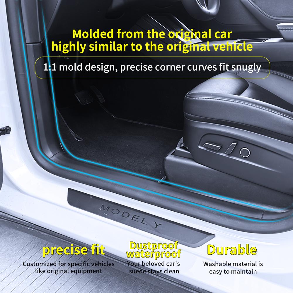 Heenvn For Tesla Model Y Juniper 2025 2026 8Pcs TPE Front Rear Door Sill Protector Threshold Strip Anti-kick Waterproof Guard
