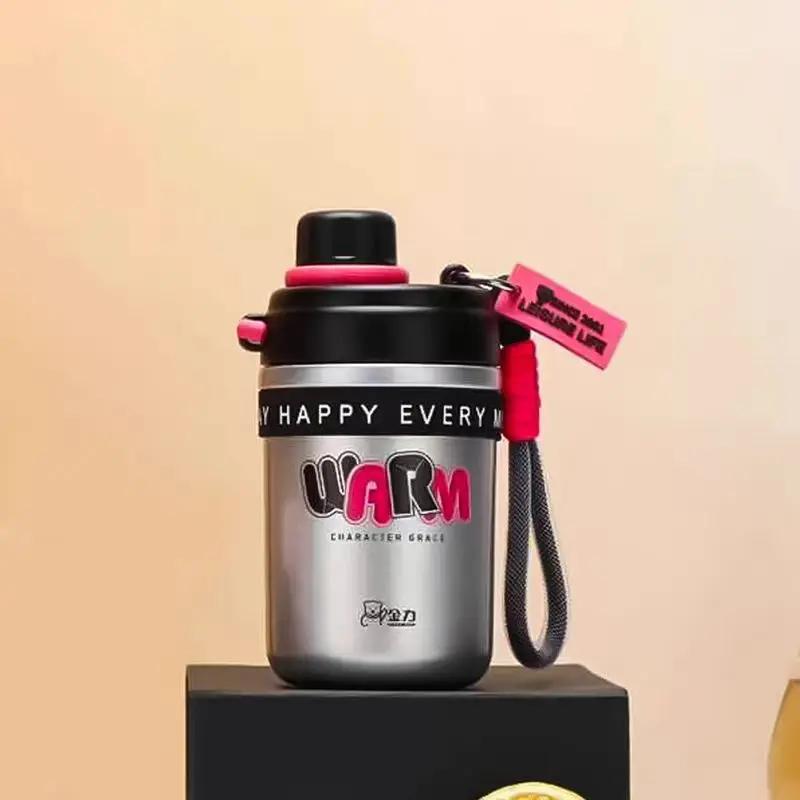 420ML Ins Unique Thermos Cup Cute Mug Good-looking Water Cup Anime Cartoon Stainless Steel TInsulated Water Bottle Kid
