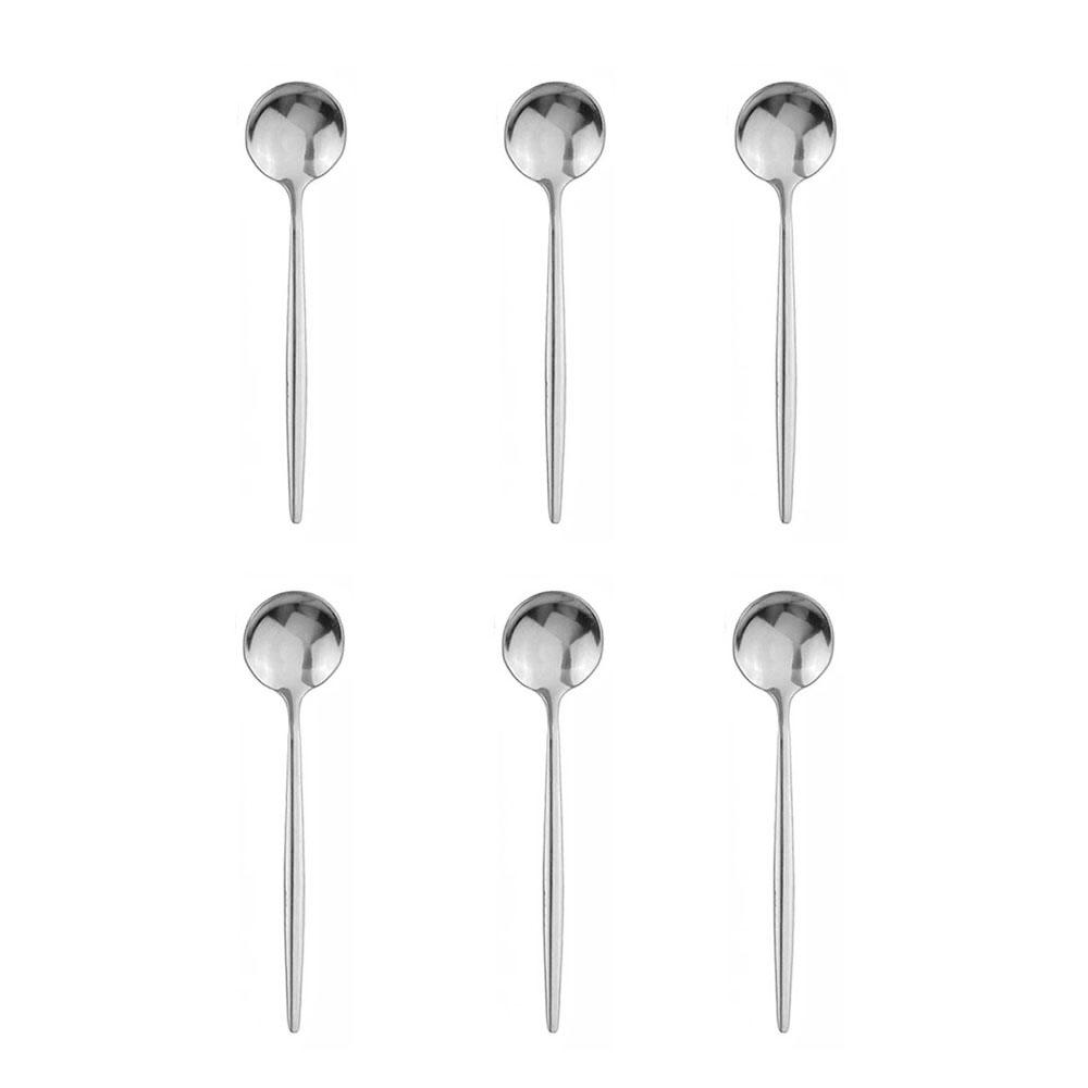 

6pcs Mini Stirring Spoons For Coffee Tea Stainless Steel Small Spoons for Sauce Salt Sugar Black Gold Tea Spoon Set Tableware серебряный
