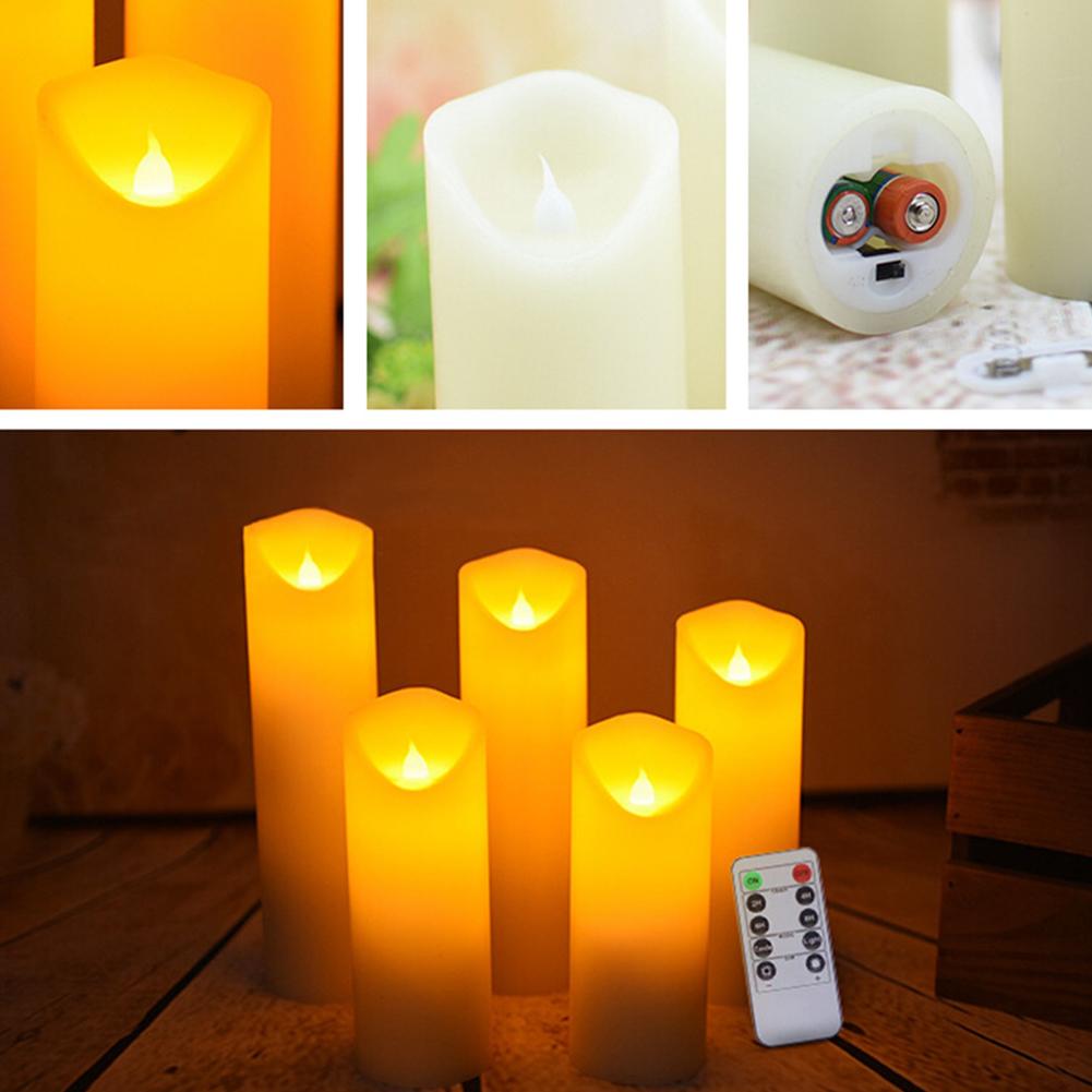 5Pcs/Set LED Electronic Candle Lamp with Remote Control Yellow Light Flashing