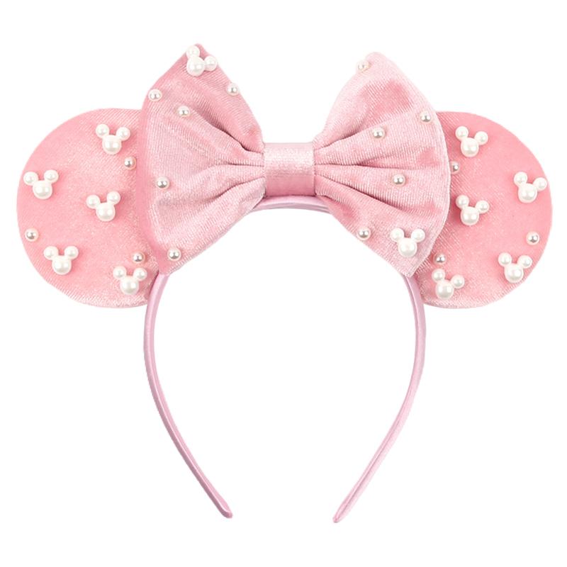 Ny Trendig Musöron Hårband Mickey 3.3" Sammet För Flickor Mjuk Rosett Hårband Halloween Festival Fest Resa DIY Håraccessoarer