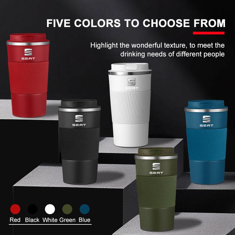 500ml Stainless Steel Coffee Tumbler Thermos Cup Portable Travel Thermal Mug For SEAT Leon FR Altea Ibiza Cordoba Alhambra Arona Ateca Exeo