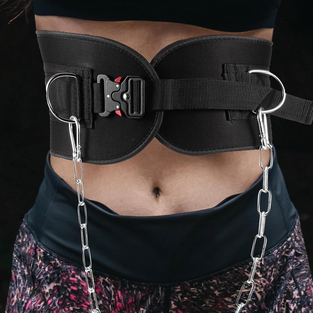 Pull-up & Weightlifting Waist Support Belt with Iron Chain for Strength Training