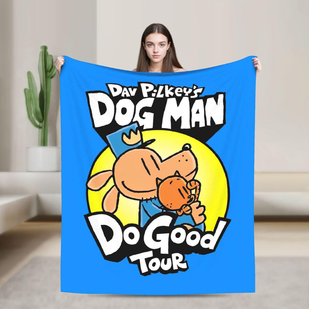 Dog Man Dogman Movie Comic Blankets Cartoon Flannel Awesome Breathable Throw Blankets for Coverlet Summer