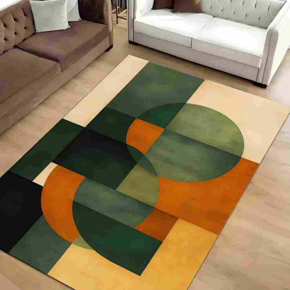 

Vikama Curved Abstract Pattern Carpet - Orange And Blue - Medieval Modern Style Carpet - Colorful Geometric Patterns - Floor De 40x60cm