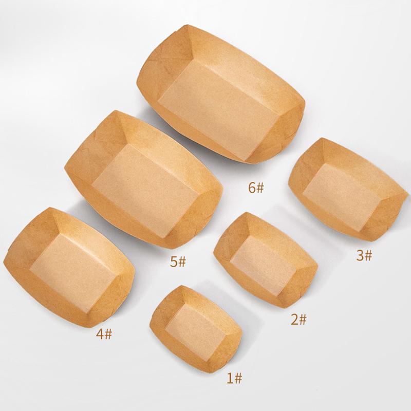 50Pcs Paper Food Boats, Paperboard Serving Basket, Food Snack Container for Party, Take-out Camping, Kitchen Cooking Baking Tool