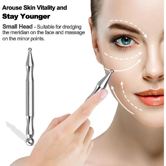 Manual Acupuncture Pen - Stainless Steel Acupressure Pen - for Full-Body Deep Tissue Merdian Pain Relief & Facial Massage- Facial Acupressure Tool,