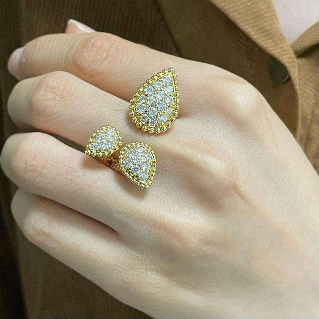 Hot Brand Vintage Full Diamond Women's Rings Luxury Jewelry For Women Water Drop Designer Rings Fashion Pure 925 Silver Rings