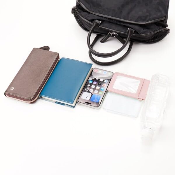 Tote Bag Polka Dots Piping Pocket 2WAY Mini Tote Black [Isaac] (10)